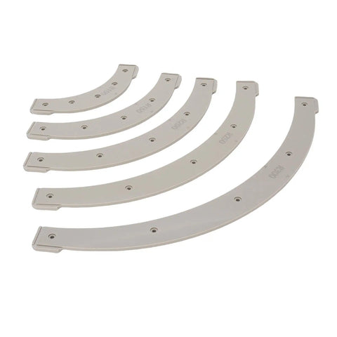 Slick Radius Router Templates For Woodworking Jigs With Five Precise Settings R100 To R300, contains five radii templates.