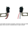 IR Break Beam Sensor With 5mm LEDs Counting Module 4.5V to 5V, dual sensors on metal brackets, split through beam, 100cm projection distance.