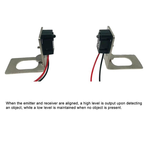 IR Break Beam Sensor With 5mm LEDs Counting Module 4.5V to 5V, dual sensors on metal brackets, split through beam, 100cm projection distance.