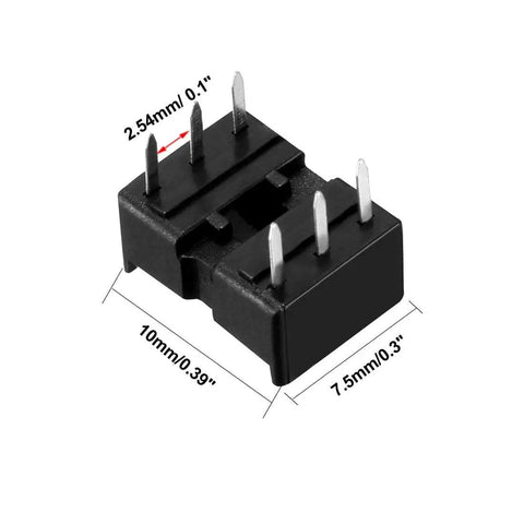 DIP IC Socket Adapter 2.54mm Pitch Two Row 6 Pins Soldering Ready 10 Pack, 7.6mm Row Spacing, with visible dimensions