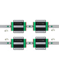 Beefy HGR25 Linear Rail Slide Block Combo For Dual Axis CNC Projects, Two Carriage Styles, Four Carriages, Heavy Duty Build For Engraving And Routing, Flexible Mounting, Wide Length Options For Big DIY Machining, four-carriage rail set