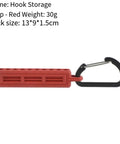 Red Rubber Drill Bit Organizer Strip With Carabiner, 10 Slot Storage for Quarter Inch Hex Shanks, portable and easy clip access
