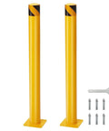 Heavy Duty 2 Pack 36 Inch Yellow Safety Bollards, Tough As Nails Steel Traffic Posts with mounting hardware.