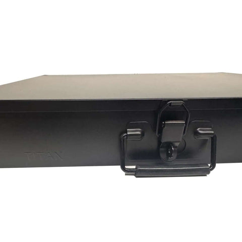 Heavy Duty 24 Compartment Black Metal Drawer Storage Box With Removable Tray, Locking Latch And Cushioned Easy Grip Handle