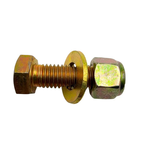 Beefy Half Inch 13 Thread Grade 8 Hex Bolts Set 1.5 Inch Long 4 Pack With Flat Washers And Nylon Lock Nuts For Vibration Resistant Fastening
