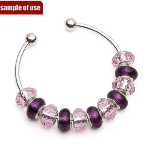 Five Silver Tone Open Bangle Bracelets With Screw End Ball Ends For Charms And Pendants DIY Jewelry Making Kit example with beads
