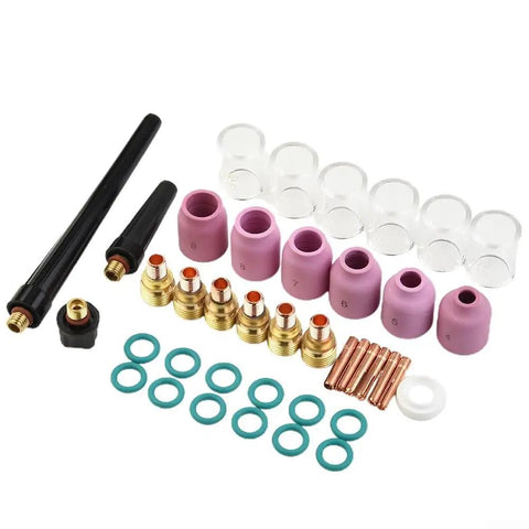 40 Piece TIG Welding Torch Kit With Collet Gas Lens Cup Set For WP 9 20 25 Torches, ceramic nozzles, glass components