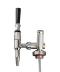 Badass Top Shelf Nitro Cold Brew Coffee Maker Mini Keg With Rapid Nitrogen Gas Dispenser Setup showing stainless steel faucet and dispenser.