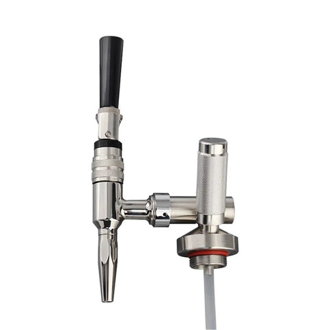 Badass Top Shelf Nitro Cold Brew Coffee Maker Mini Keg With Rapid Nitrogen Gas Dispenser Setup showing stainless steel faucet and dispenser.