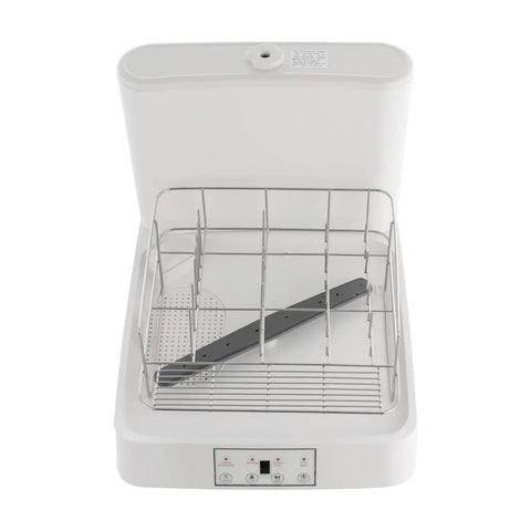 No Sweat Portable Countertop Dishwasher for Apartments and RV Cabins, open view of interior with dish rack and spray arm.