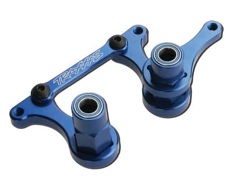 Blue Anodized T6 Aluminum Steering Bellcranks and Drag Link Upgrade for Rustler Bandit and Slash 2WD, preassembled blue aluminum RC steering parts