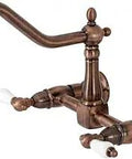Heritage Wall Mount Bridge Kitchen Faucet Antique Copper With That Old School Vibe Solid Brass Construction Drip Free Ceramic Disc