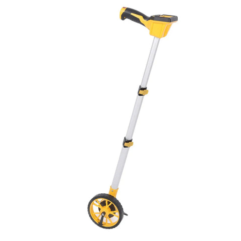 TOPINCN Digital Measuring Wheel, Backlit Display in yellow and silver, slim design with large rolling wheel for distance measurement.