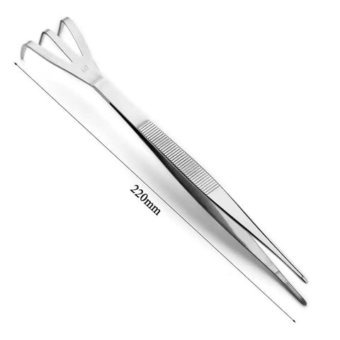 Precision Bonsai Tweezers And Rake Scraper Tool Set For Detailed Shaping And Soil Maintenance Stainless Steel Hand Tools For Plant Care Ideal For Hobbyists And Professionals Model JTT02, 220mm tweezers