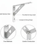 Heavy Duty Stainless Steel Wall Shelf Bracket, L Shape Support For Kitchen, Bathroom, And Garage Storage, Silver Finish, Durable