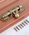 Heavy Duty Bronze Brass Door Slide Bolt With Vintage Barrel Catch Latch For Secure Cabinet Drawer Window Closure Tough Heavy Metal That Stays Put And Installs Without A Hitch At 105 X 33mm mounted on wood with screws