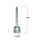 Vertical Threaded Rod Anchor For Wood, Three And One Half Inch Screw, Zinc Finish Steel, Quarter Inch Screw Length, Easy Install