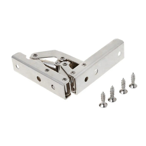 4 Pack 90 Degree Folding Door And Shelf Hinges With Concealed Bracket For Table Frames Heavy Duty Furniture Hinges Soft Close Silent Hydraulic Mechanism No Squeak shown with screws