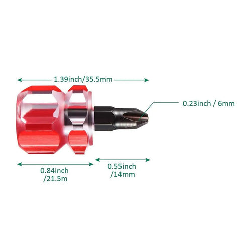 Side view of Ultra Short Sewing Machine Screwdriver Set With Flat Head And Phillips Bits For Tight Spots Great For Sewing Projects
