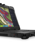 Intel Core I7-1185G7 Refurbished 13.3 Inch Latitude Rugged Laptop angled view with vibrant screen display for outdoor use.