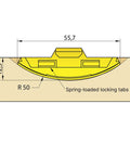 Diagram of Sunny Biscuit Connector for Size 20 Slide In Wood Joiner with spring-loaded locking tabs