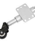 Heavy Duty Spring Loaded Farm Gate Wheel With Slick Shock Absorbing Polyurethane Roller For Smooth Tubular Steel Or Wooden Ranch Gates Featuring Quick Bolt Up And Rust Proof Metal Build, showing polyurethane roller and metal frame.