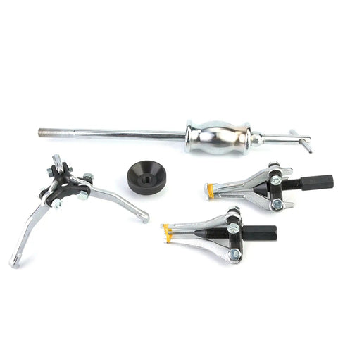 Heavy Duty Carbon Steel Gear Bearing Puller Kit With 1 Point 2 Kilogram Slide Hammer For Toughest Jobs Under The Hood 3 Jaw Setup Grabs Gear And Bearings From Any Side No Messy Tools Needed For Bad Ass Garage Repairs, 3 jaw puller kit with slide hammer