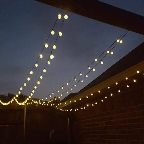 Solar Powered Outdoor String Lights 50 LED 24ft 8 Modes Waterproof Fairy Lights With Globe Crystal Balls For Garden Yard Home Party Wedding Christmas Decoration Lit