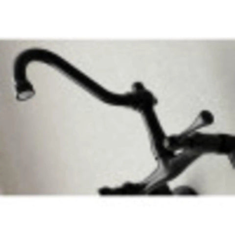 Old-School Vintage Wall Mount Kitchen Faucet Brushed Nickel With Solid Brass Construction, 12-Inch Spout Reach side view