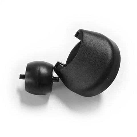 Two-piece rubber front caster set with curved housing and small wheel.