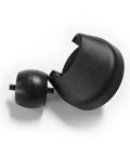 Close-up of black plastic front caster wheel assembly for ECOVACS Deebot robot vacuum.