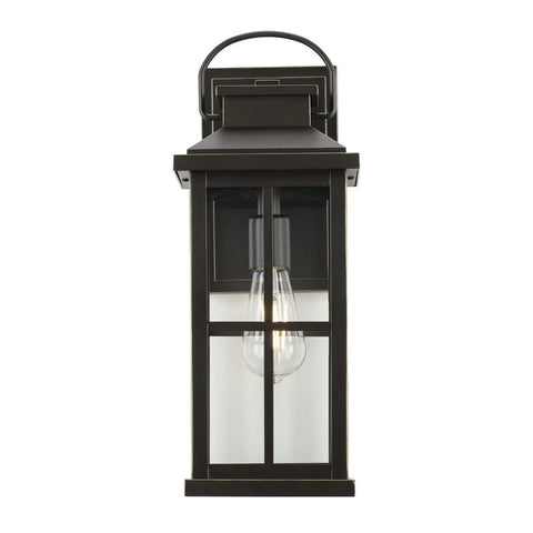 Williamston Collection 1 Light Clear Glass Antique Bronze Farmhouse Outdoor Large Wall Lantern Light for Porch or Patio, 18 Inch