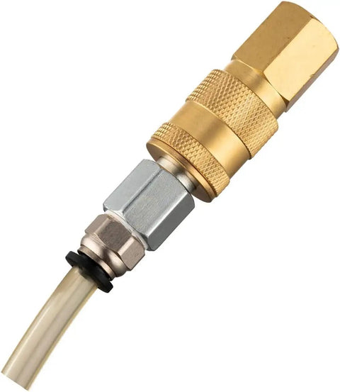 Brass One Quarter Inch NPT Air Coupler Quick Connect Fitting For Hose And Compressor Accessories Installed