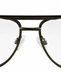 Built Like A Tank Aviation Style Safety Glasses With Detachable Side Shields, Ansi Z87 Certified Crystal Clear Glass Lenses, Heavy Duty Scratch Resistant Metal Frame - Front view showing clear lenses and metal frame