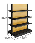 Heavy Duty Four Tier Metal Shelving Unit With Tough As Nails Steel Frame And Resilient Wood Shelves dimensions 135CM x 93CM x 63CM
