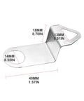 Hook component of DIY Friendly Wall Clock Repair Kit With 20 Metal Hooks And Replacement Movement Parts, shown with measurements