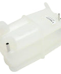 Ready To Bolt On Straight Forward Coolant Reservoir Bottle Direct Swap Overflow Tank For 2004-2015 Nissan Titan Full Size Pickup side view showing cap and inlet.