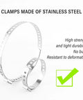 10 Pack CV Boot Clamps Kit With Stainless Steel Banding Tool, showing two stainless steel clamps, large and small.