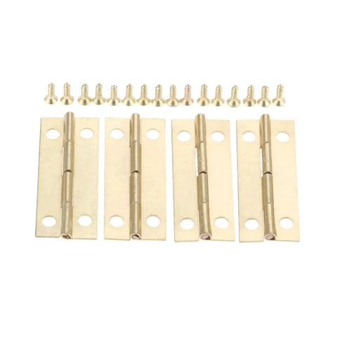 Set of 12 antique gold rotating concealed hinges 42x17mm with screws, ideal for cabinets, doors, jewelry boxes, and wood projects.