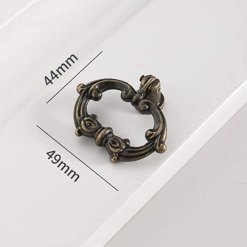 Bronze Drawer Ring Pulls Set Of 8 With Screws Single Hole Vintage Antique Style Handles on metric scale for size reference
