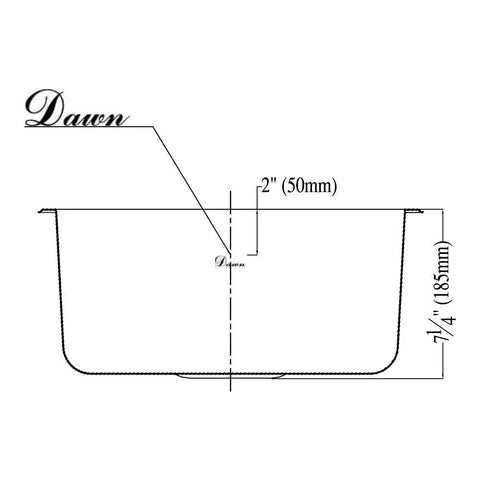 Technical drawing for Top Mount Round Single Bowl Bar Sink With Satin Polished Finish 304 Stainless Steel 20 Gauge