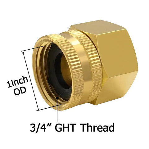 Brass Swivel Double Female Garden Hose Adapter Three Fourth Inch NPT Female To Three Fourth Inch GHT Female Easy Quick Fit Water Hose Connector For Leak Free Outdoor Use Durable Universal Fit, 3/4 GHT thread