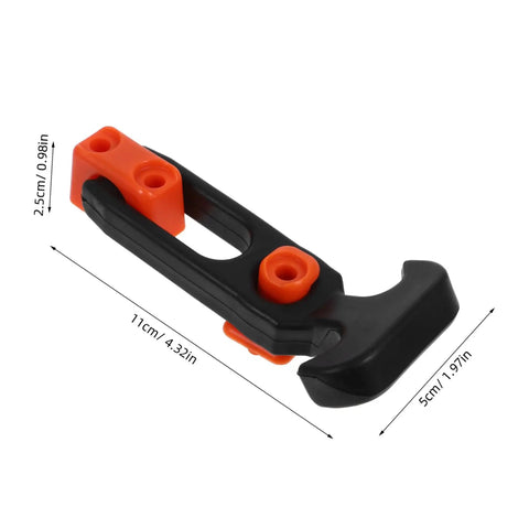 Beefy Heavy Duty Hood Latches Kit for Cars With T Handle Rubber Shock Absorption, latch dimensions and orange-black design