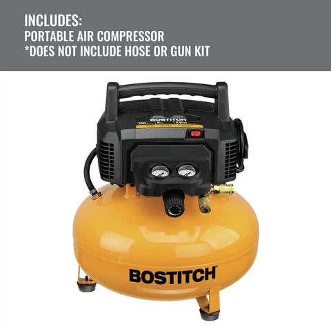 Garage Ready 0.8 HP 6 Gallon Oil Free Pancake Air Compressor With Oil Free Pump 150 PSI Max 90 PSI Operating Pressure