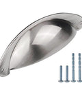 10 Pack 3 Inch Cabinet Cup Pulls In Brushed Nickel For Kitchen Cabinets And Furniture, screws included view, satin nickel finish