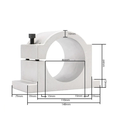 Heavy Duty Water Cooled Spindle Motor 1.5Kw Er16 Rock Solid Workhorse For Cnc Routers 110V 400Hz 80mm bracket with dimensions