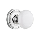 Old School Retro Vibe Classic Rosette White Porcelain Round Door Knob for Interior Doors with brass rosette