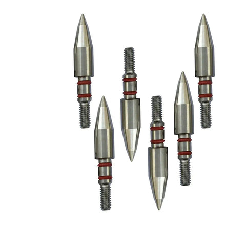 Pro Grade Stainless Steel Archery Field Points Set 100 125 150 175 200 Grains, 12 Pack CNC Lathed Precision with Dual Rubber O Rings