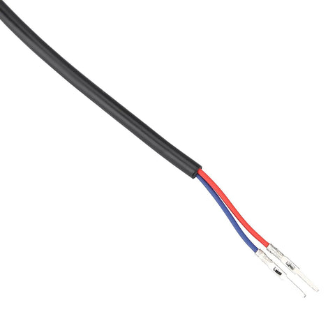 Close-up of 5.6 ft cables for Durable Aluminum Alloy E Bike Brake Levers Set For 22.5mm Handlebars, showing red, blue, black wires.