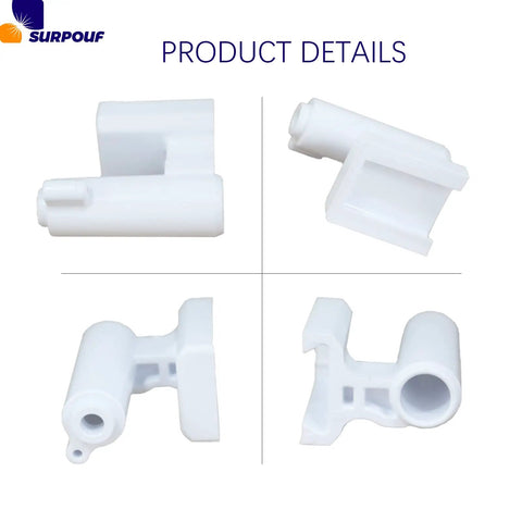 2 Pack White French Door Hinge Replacement DA61-08305A Compatible With Samsung Refrigerator Models shown in multiple angles.